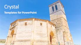 Presentation with medieval church - Cool new presentation design with veracruz medieval church ancient templar backdrop and a teal colored foreground