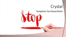  Presentation with verb - Amazing PPT theme having verb stop written backdrop and a white colored foreground