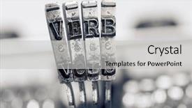  Presentation with verb - Cool new PPT theme with verb with old typwriter key backdrop and a light gray colored foreground