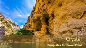  Presentation with river flow - Colorful PPT theme enhanced with verdon-river-flow-between backdrop and a tawny brown colored foreground