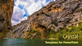  Presentation with river journey - Cool new theme with verdon river provence alps france fascinating journey through the azure waters the river flow between the sheer cliffs of verdon canyon concept of ecological and active tourism backdrop and a tawny brown colored foreground