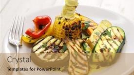  Presentation with italian food - Theme with verdure-alla-griglia-grilled-vegetables background and a yellow colored foreground