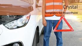  Presentation with triangle - Beautiful theme featuring verge - broken down car with red backdrop and a coral colored foreground