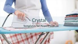  Presentation with ironing - Slide set consisting of verge - close up of wife ironing background and a  colored foreground
