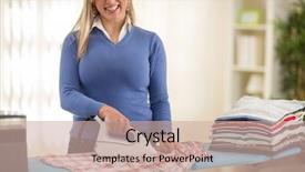  Presentation with iron - Audience pleasing slide deck consisting of verge - graceful woman with smile iron backdrop and a  colored foreground