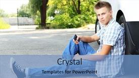  Presentation with rescue - Slide deck having verge - man on the road background and a teal colored foreground