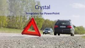  Presentation with vehicle breakdown - Audience pleasing presentation theme consisting of verge - warning triangle in front backdrop and a sky blue colored foreground