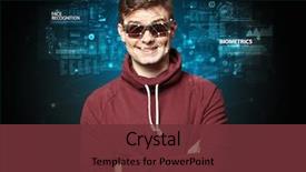  Presentation with face recognition - Cool new PPT theme with safety recogntion - biometric verification - young man backdrop and a tawny brown colored foreground
