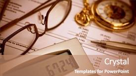  Presentation with balance - Colorful presentation theme enhanced with verifying balance sheet backdrop and a coral colored foreground