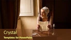  Presentation with renaissance - Cool new slide deck with victorian - vermeer style portrait backdrop and a tawny brown colored foreground