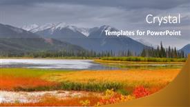  Presentation with banff national park - Presentation theme having vermilion-lakes-in-autumn-time background and a gray colored foreground
