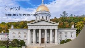  Presentation with house - Colorful PPT theme enhanced with vermont-state-house-in-montpelier backdrop and a light blue colored foreground