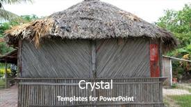  Presentation with cabin - Colorful theme enhanced with vernacular architecture - cabin palapa wooden hut traditional backdrop and a gray colored foreground