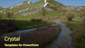  Presentation with inflatable water park - Beautiful slide deck featuring vernal water stream of grassetta backdrop and a  colored foreground