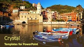  Presentation with italy - Audience pleasing presentation design consisting of vernazza in cinque terre italy backdrop and a tawny brown colored foreground