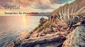  Presentation with popular - Presentation theme enhanced with vernazza-in-cinque-terre-italy background and a coral colored foreground