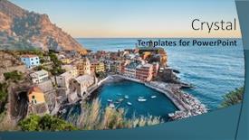  Presentation with popular - Presentation theme enhanced with vernazza-in-cinque-terre-italy background and a light blue colored foreground