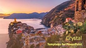  Presentation with dusk - Presentation having vernazza-la-spezia-liguria-italy background and a tawny brown colored foreground