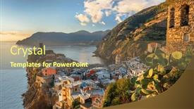  Presentation with region - Presentation theme enhanced with vernazza-la-spezia-liguria-italy background and a tawny brown colored foreground