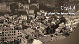  Presentation with buildings - Audience pleasing PPT theme consisting of vernazza with buildings on rocks backdrop and a  colored foreground