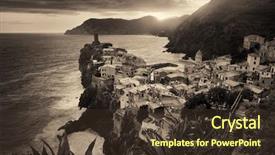  Presentation with black sea - Slide deck featuring vernazza with buildings on rocks background and a  colored foreground