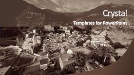  Presentation with animadet in sea - Presentation theme consisting of vernazza with buildings on rocks background and a  colored foreground