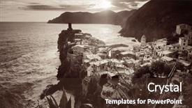  Presentation with black-sea - Presentation design featuring vernazza with buildings on rocks background and a  colored foreground