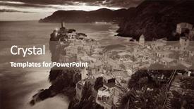  Presentation with black sea - Cool new PPT theme with vernazza with buildings on rocks backdrop and a  colored foreground