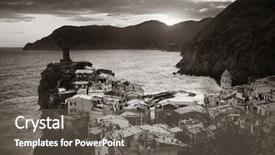  Presentation with black sea - Amazing presentation theme having vernazza with buildings on rocks backdrop and a  colored foreground