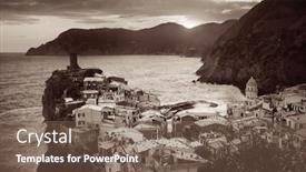  Presentation with black sea - Colorful theme enhanced with vernazza-with-buildings-on-rocks backdrop and a violet colored foreground