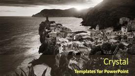  Presentation with black sea - Colorful presentation enhanced with vernazza-with-buildings-on-rocks backdrop and a tawny brown colored foreground
