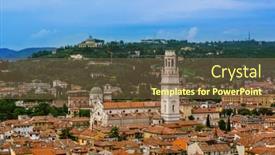  Presentation with cityscape - PPT layouts enhanced with verona-cityscape-italy-architecture-background background and a tawny brown colored foreground