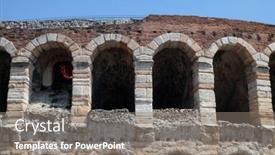  Presentation with ancient roman - Amazing PPT theme having verona-italy-may-27-ancient backdrop and a gray colored foreground