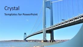  Presentation with new york - Slides featuring verrazano-narrows bridge new york background and a light blue colored foreground