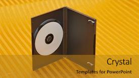  Presentation with case - PPT theme having polyvalence - blank dvd in plastic case background and a gold colored foreground