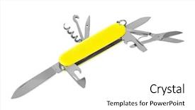  Presentation with background - Slide set enhanced with multi purpose - knife multitool isolated on white background and a white colored foreground