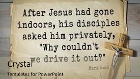  Presentation with bible verses - PPT theme enhanced with had gone indoors his disciples background and a mint green colored foreground