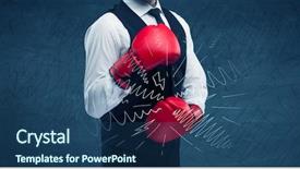  Presentation with strength - Presentation design having versus - confident businessman standing in red background and a ocean colored foreground