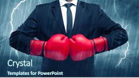  Presentation with boxing fight - Slide deck featuring versus - dangerous sales person getting ready background and a ocean colored foreground