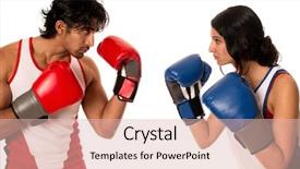  Presentation with boxers - Cool new PPT theme with versus - male and female boxers battle backdrop and a lemonade colored foreground