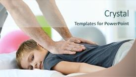  Presentation with physiotherapist - Slides featuring vertebra - physiotherapist working with patient background and a sky blue colored foreground