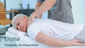  Presentation with working in a clinic - Amazing presentation having vertebra - physiotherapist working with patient backdrop and a sky blue colored foreground