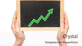  Presentation with vertical - Slide deck enhanced with vertical arrows - bar graph of growth background and a  colored foreground