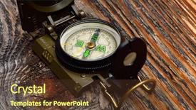  Presentation with history vintage telescope and compass - Amazing slides having vertical arrows - compass on wooden surface backdrop and a  colored foreground