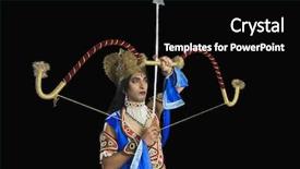  Presentation with bow and arrow - PPT layouts having vertical arrows - man dressed-up as rama background and a  colored foreground