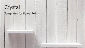  Presentation with vertical - Theme having vertical banners - white shelf on wooden wall background and a light gray colored foreground