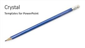  Presentation with pure white - Presentation having vertical blue - pencil isolated on pure white background and a white colored foreground