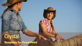  Presentation with horse riding - Beautiful PPT theme featuring vertical farm - country girls - women riding backdrop and a tawny brown colored foreground