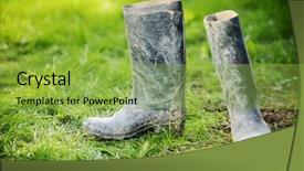  Presentation with vertical farm - Beautiful PPT layouts featuring vertical farm - wellington dirty boots on meadow backdrop and a yellow colored foreground