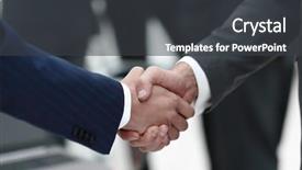  Presentation with vertical - Presentation design having vertical lines - close-up of handshake business partners background and a  colored foreground